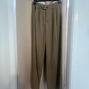 Amazon Tan Pleated Trousers High-Waisted